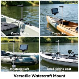 Universal Transducer Bracket Portable Fishfinder Mount, 360° Rotatable Fishing Boat Bracket with 3.15" Max Clamp Opening, Adjustable Height for Kayak Canoe Raft, Silver/Black