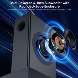 70W 2.1-Channel Compact Soundbar System with 14.2-Inch Soundbar and 4-Inch Subwoofer, Enhanced Surround Audio for TV and Home Theater, Bluetooth/Optical/Auxiliary Inputs