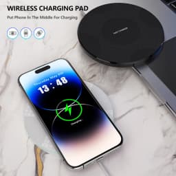 Round Fast‑Charging Wireless Charger, Compatible with iPhone 17, 16, 15, 14, 13, 12, Pro, Plus, Pro Max, Samsung Series, and Suitable for Various Charging Scenarios, Mobile Phone Accessory