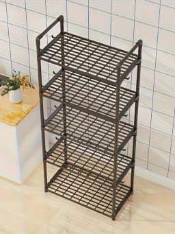 5-Tier Heavy-Duty Metal Storage Rack - Black & White 2-Color Options, Multi-Functional For Kitchen, Garage, Freestanding Bookshelf, Indoor & Outdoor Standing Shelf