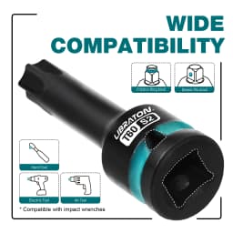 Impact Torx Bit Socket Set, 1/2" Drive, S2 Steel, T30-T80, 9PCS Impact Star Bit Socket Set, High Impact Torx Sockets, XPE Storage, Professional Mechanic Tools, Automotive Repair