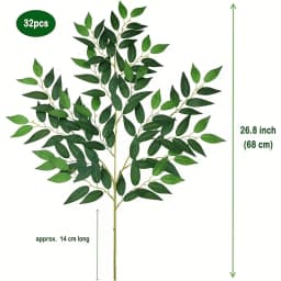 16/ 24/32pcs Italian Ruscus Greenery Stems, 27.6in Artificial Green Leaf Garland Vines Hanging Spray For Wedding Arch Bouquet Filler Table Centerpieces Home Decor