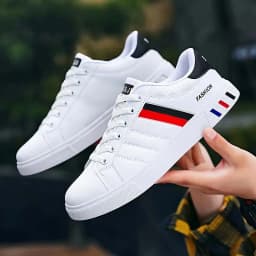 Men's Low-Top Lace-Up Sports Shoes, Breathable Synthetic Material with Comfortable Fabric Lining, Anti-Slip PVC Sole, Striped Design, Suitable for Casual and Outdoor Wear, Daily Sneakers | Minimalist Style