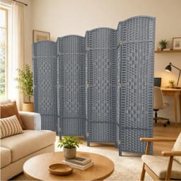 Folding Room Divider, Rattan Woven Privacy Screen, 4 or 8 Panels, Hinged Freestanding Room Divider, 6Ft Tall Bedroom Partition