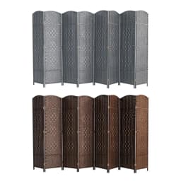 Folding Room Divider, Rattan Woven Privacy Screen, 4 or 8 Panels, Hinged Freestanding Room Divider, 6Ft Tall Bedroom Partition