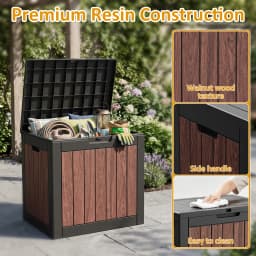 33 Gallon Outdoor Deck Storage Box, Resin Weather‑Resistant Storage Container, Multipurpose Patio Storage Chest for Cushions, Tools and Pool Supplies