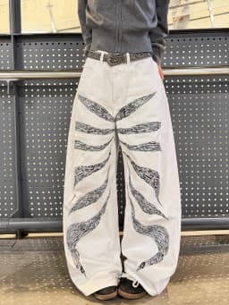Women's American-Style Vintage Striped Print Design White High-Waist Loose Wide-Leg Jeans Y2K Streetwear Fashion Versatile Outfit