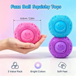 Fuzz Ball Squishy Stress Ball, Soft Tactile Fidget Toy for Anxiety & Stress Relief, Sensory Calming Grip Squishy Ball for Kids Adults, Fun Christmas Gift, Party Favor & Student Prize