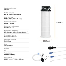 Fluid Extractor, 1.74 Gallons (6.5 Liters), Pneumatic/Manual Oil Changer Vacuum Fluid Extractor with Dipstick and Suction Hose,