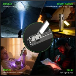 Wurkkos HD05 Flashlight, 3100LM Multifunctional LED Hunting/Hiking Spotlight (with Rechargeable Battery), Shipped from Local Warehouse