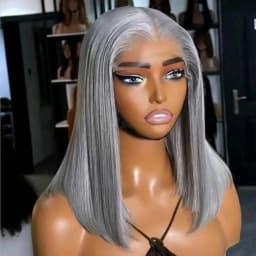 Bob Wig Human Hair 180% 220% Density 13x6 HD Lace Front Human Hair Wigs For Women Remy Brazilian Silver Grey Lace Frontal Short Bob Wigs For Black Women Pre Plucked