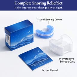 Adjustable Anti Snoring Mouthpiece for Adults, Boil and Bite Custom Fit Sleep Aid, 1mm-6mm Jaw Advancement Oral Device, Open Airflow Design, Reusable Night Guard with Portable Storage Case for Home Travel
