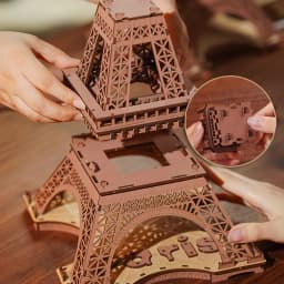 Robotime 3D Wooden Puzzle Game Night of the Eiffel Tower 1:638 Models for Children Adult DIY Crafts Kits Gift DIY with Light