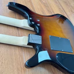 Double‑Neck Double‑Head Electric Guitar‑4‑String Bass+6‑String Electric Guitar Combo Both Equipped With Dual Pickups. Sunset Gradient‑Colored Body. One‑Click Switch. Rosewood Fingerboard. Metal Hard Rock Style. Christmas Gift Free Shipping