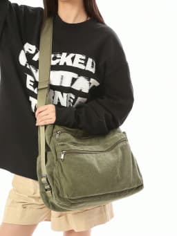 Vintage Washed Canvas Tote Bag With Multiple Pockets, Adjustable Shoulder Strap, Large Capacity Commuter Shoulder/Crossbody Bag, European And American Casual Style, Multi-Zipper Pockets, Casual Shopping Bag,College Messenger Bag sg260516171583332871764
