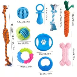 12pcs Durable Dog Toys, Random Styles & Materials, Large Size Chew Toys, Teeth Cleaning, Tug Of War, Boredom Relief, Encourage Interactive Play
