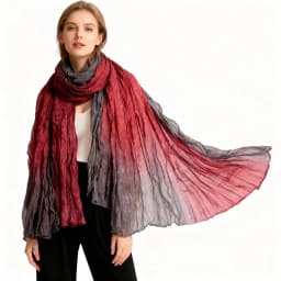 This Is A Scarf With Natural Color Transitions And Artistic Flair. The Fabric Is Light And Soft With A Natural Wrinkled Texture That Not Only Adds To The Scarf's Three-Dimensionality But Also Enhances Its Casual And Elegant Charm