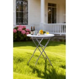 31 Round High Top Folding Table, 40 Inch Tall Bar Table with Sturdy Metal Frame, Portable Indoor Outdoor Party Table for Events Patio Balcony Kitchen Dining, Space Saving Easy Clean