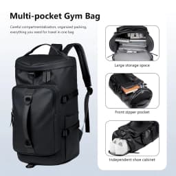 3 IN 1 Gym Bag Men Weekender Travel Duffel Tote Bag Backpack Hybrid Travel Hiking Rucksack Overnight Bag Convertible Waterproof Sports Bags, Durable