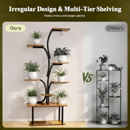 8-Tier Indoor Plant Stand with Grow Lights Adjustable Wooden Shelves Full Spectrum Timer Space-Saving Flower Pot Holder for Living Room Bedroom Balcony