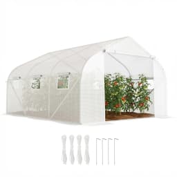 12' X 10' X 7' Large Walk-In Greenhouse, White, for Plant Gardening
