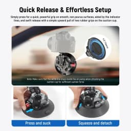 NEEWER 4.5" Suction Cup Camera Mount Ball Head Magic Arm, 1/4" 3/8" ARRI Quick Release Car Mount Phone Holder Action Camera Adapter for iPhone DJI Insta360