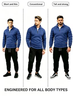 Men 1/4 Quarter Zip Pullover Sweatshirt Heather Mock Neck Top Contrast Zipper Casual Long Sleeve Sweater