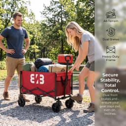 Heavy-duty all-terrain folding cart; foldable, multi-purpose cart suitable for camping, gardening, the beach, and shopping; features a gardening tool rack; sturdy handle design; durable wheels