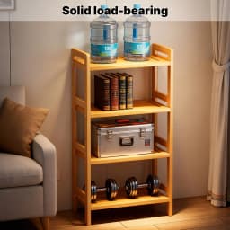 Bamboo Storage Shelf 4 Tier Organizer Rack for Kitchen Bathroom Living Room Space Saving Multifunctional