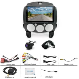 9in Android 13 Car Stereo Radio GPS Navigation Head Unit 2+32G for Mazda 2 2007-2013 Support Wireless Carplay Android Auto Car Screen with Bluetooth WiFi