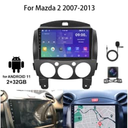 9in Android 13 Car Stereo Radio GPS Navigation Head Unit 2+32G for Mazda 2 2007-2013 Support Wireless Carplay Android Auto Car Screen with Bluetooth WiFi