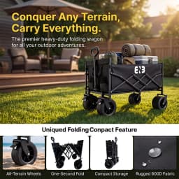 Heavy-duty, Foldable Camping and Gardening Cart with All-Terrain Wheels and Large Capacity—Perfect for Camping, Picnics, and Gardening. Featuring a Reinforced Frame for Durability and Portability, It’s a Must-Have for Families Enjoying Various Outdoor
