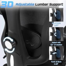 Ergonomic Office Chair with 3D Headrest & 4D Flippable Armrests, Adjustable Lumbar Support, 135° Recline, Breathable Mesh Seat, Height Adjustable Swivel Computer Desk Chair(Black)