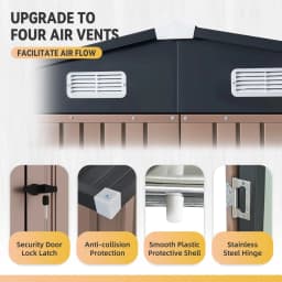 Shed with Floor Galvanized Steel Outdoor Storage Shed Brown | Metal Garden Shed with Double Doors, Moisture-Proof Floor & Ventilation, Sloped Roof for Garden, Patio, Backyard