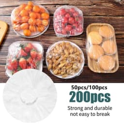 Multi-functional Disposable Food Covers 50/100/200pcs Elastic Plastic Wrap Lids for Bowls Plates Shower Cap & Foot Cover Durable Elastic Food Lids