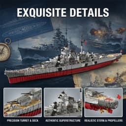 1:200 KMS Bismarck Battleship Building Blocks Building Blocks Sets Technicial Large Warship Navy Ship Assembly Brick Model Kit Toy Adults DIY Gift 6956PCS