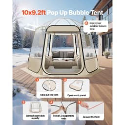 Pop Up Clear Bubble Sports Tent Weatherproof 10x9.2ft/11x10.2/12x11.1/15x13.8ft