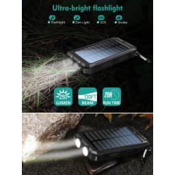 10000mAh Solar Charger Portable Power Bank USB-C Port Mobile Battery Pack for Phone,Solar power bank, portable power bank, external battery, strong light LDE light, suitable for all smartphones,Suitable for outdoor camping and hiking