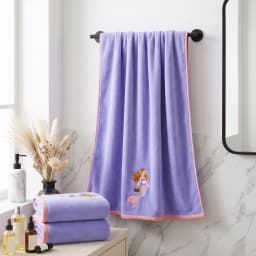 2‑Pack Coral Velvet Bath Towels, Mermaid Embroidered Pattern, Soft & Cozy, High Water Absorbency, Ideal for Bathing, SPA, Swimming, Yoga, Salon Use