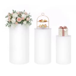 Pedestal Display Stand, PVC Cylinder Pedestal Stand, Free Standing 3pcs Pedestal Stand, for Weddings, Stores, Birthdays, Baby Showers