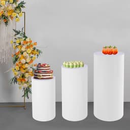 Pedestal Display Stand, PVC Cylinder Pedestal Stand, Free Standing 3pcs Pedestal Stand, for Weddings, Stores, Birthdays, Baby Showers
