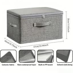 4-Pack Extra Large Fabric Storage Boxes With Linen Cover And Plastic Tray Foldable Storage Organizer For Bedding, Suitable For Wardrobes, Bedrooms, Kitchens, Books Multi-Purpose Storage Organizer