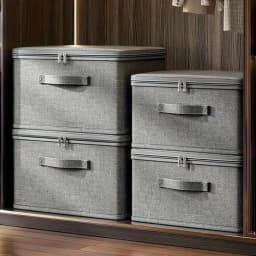 4-Pack Extra Large Fabric Storage Boxes With Linen Cover And Plastic Tray Foldable Storage Organizer For Bedding, Suitable For Wardrobes, Bedrooms, Kitchens, Books Multi-Purpose Storage Organizer