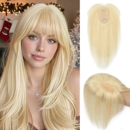 5x9cm Natural Human Hair Toppers For Women Silk Base Weightless Cover Wide Hairpart/Grey Hair P4-27 Highlight Piano Breathable Daily Use
