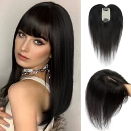 5x9cm Natural Human Hair Toppers For Women Silk Base Weightless Cover Wide Hairpart/Grey Hair P4-27 Highlight Piano Breathable Daily Use