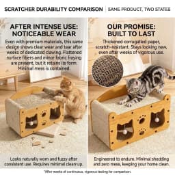 Cardboard Cat Scratcher House 2-In-1 With Interactive Ball, Durable Cat Lounge Rest Bed, Grinding Toy For Kittens & Adult Cats, Indoor Multi-Functional Cat Furniture