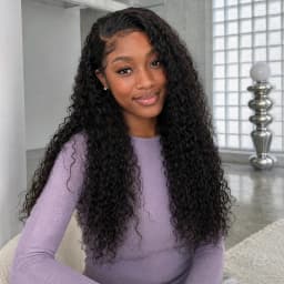 TIMOPOL 22 Inch Jerry Curl Human Hair Wig for Black Women, 13x4 HD Lace Front Wig, Natural Black Long Curly Wig, Soft Full and Natural Looking