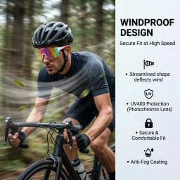 Polarized Sports Sunglasses for Men Women Photochromic Cycling Glasses UV400 Protection Windproof Goggles for Skiing Mountaineering Running Fishing Large Shield Lens Fashionable Colorful Mirrored Outdoor Sport Eyewear