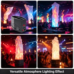 Fake Fire Flame Light with Remote Control, Simulated Flame Atmosphere LED Lamp with 24 RGBW Beads & 1.5m Flame Cloth, Stage Party DJ Decorative Lighting Effect, Black