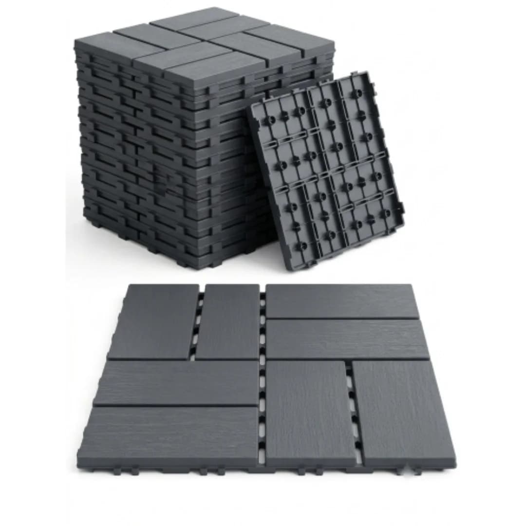44 Pcs Interlocking Deck Tiles 12x12 Waterproof Outdoor Patio Flooring Non-Slip Plastic Snap Together Floor Mat for Backyard